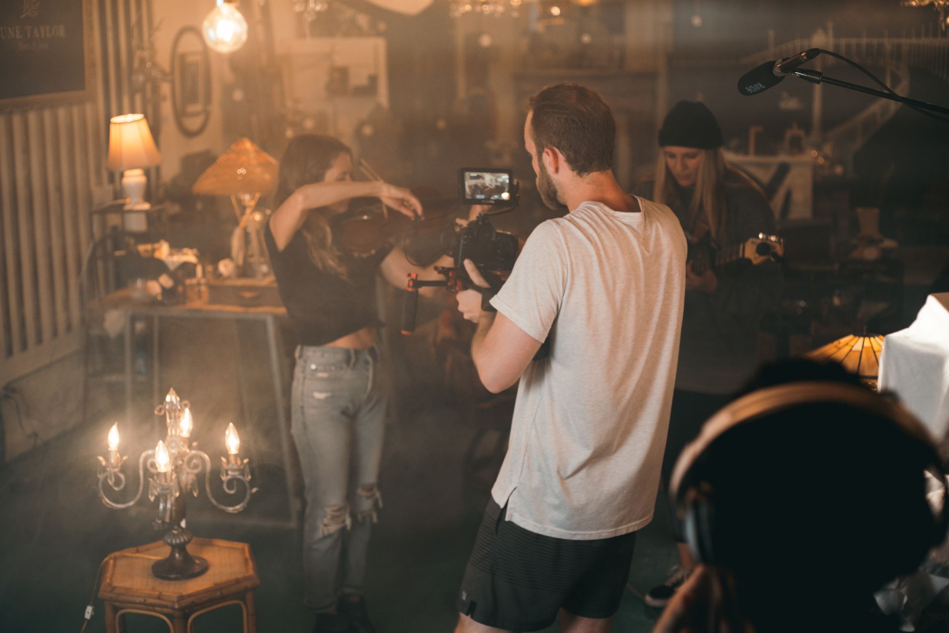 Behind the scenes camera setup on stage